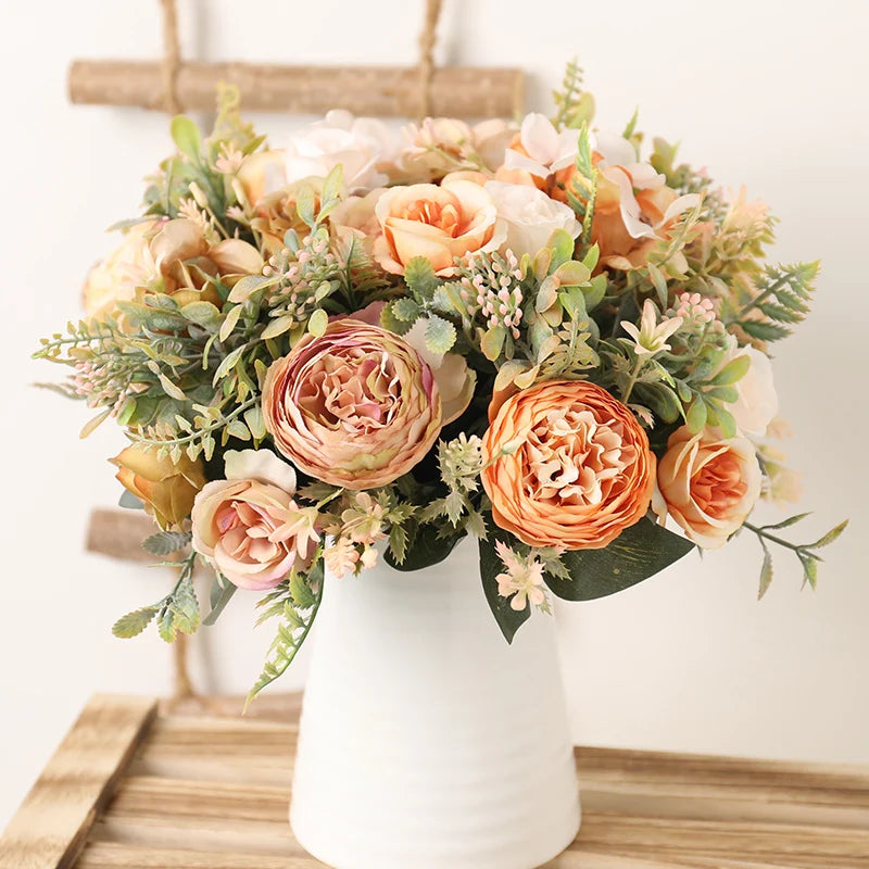 Autumn Silk Roses – High-Quality Artificial Bouquet, 6 Color Options for Weddings, Home Decor & Luxury Floral Arrangements