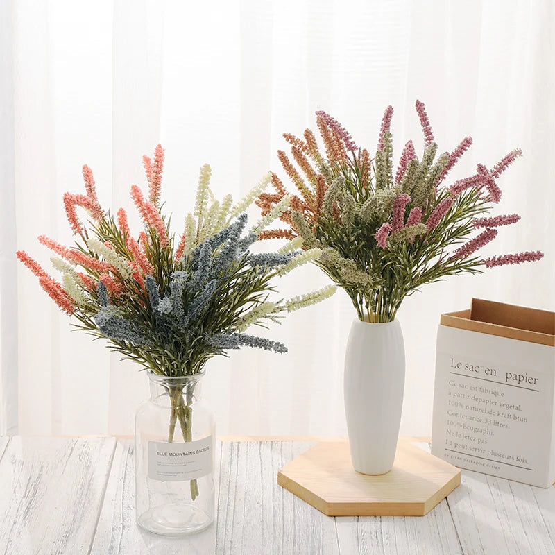 Artificial Lavender & Foam Wheat Bouquet – 6 Color Options for Wedding, Home Decor & Christmas Crafts