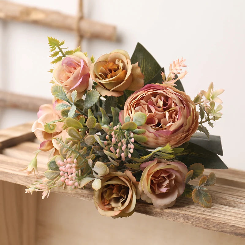 Autumn Silk Roses – High-Quality Artificial Bouquet, 6 Color Options for Weddings, Home Decor & Luxury Floral Arrangements