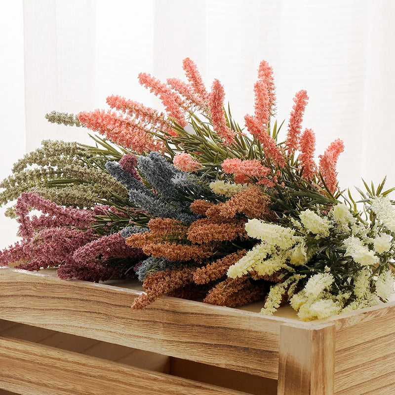 Artificial Lavender & Foam Wheat Bouquet – 6 Color Options for Wedding, Home Decor & Christmas Crafts