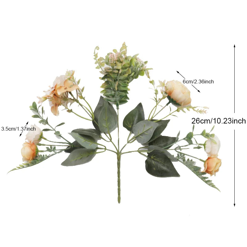 Autumn Silk Roses – High-Quality Artificial Bouquet, 6 Color Options for Weddings, Home Decor & Luxury Floral Arrangements