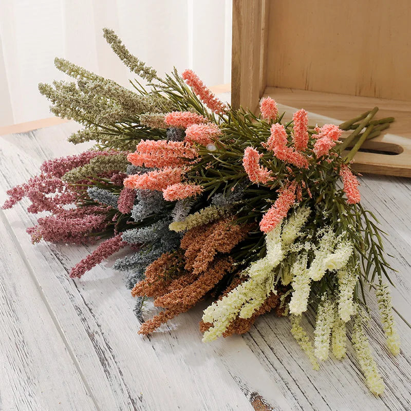 Artificial Lavender & Foam Wheat Bouquet – 6 Color Options for Wedding, Home Decor & Christmas Crafts