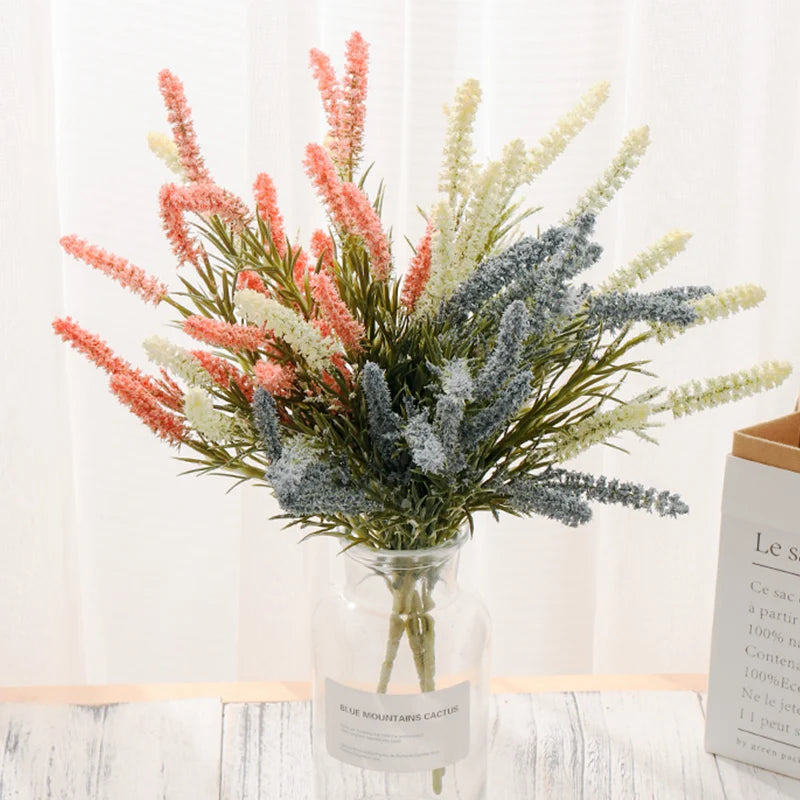 Artificial Lavender & Foam Wheat Bouquet – 6 Color Options for Wedding, Home Decor & Christmas Crafts