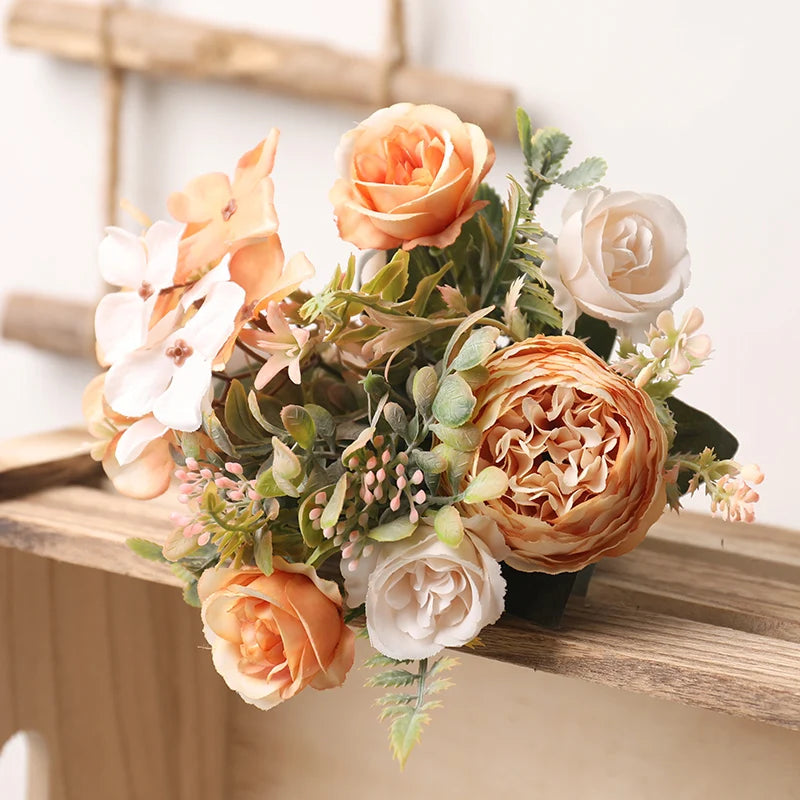 Autumn Silk Roses – High-Quality Artificial Bouquet, 6 Color Options for Weddings, Home Decor & Luxury Floral Arrangements