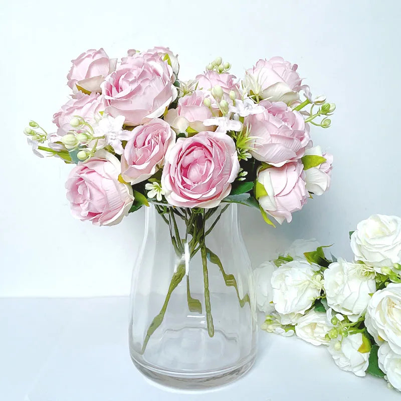 7-Head High-Quality Artificial Peony Bouquet – Silk Peonies & Roses, 10 Color Options for Home Decor, Wedding & Bridal Arrangements