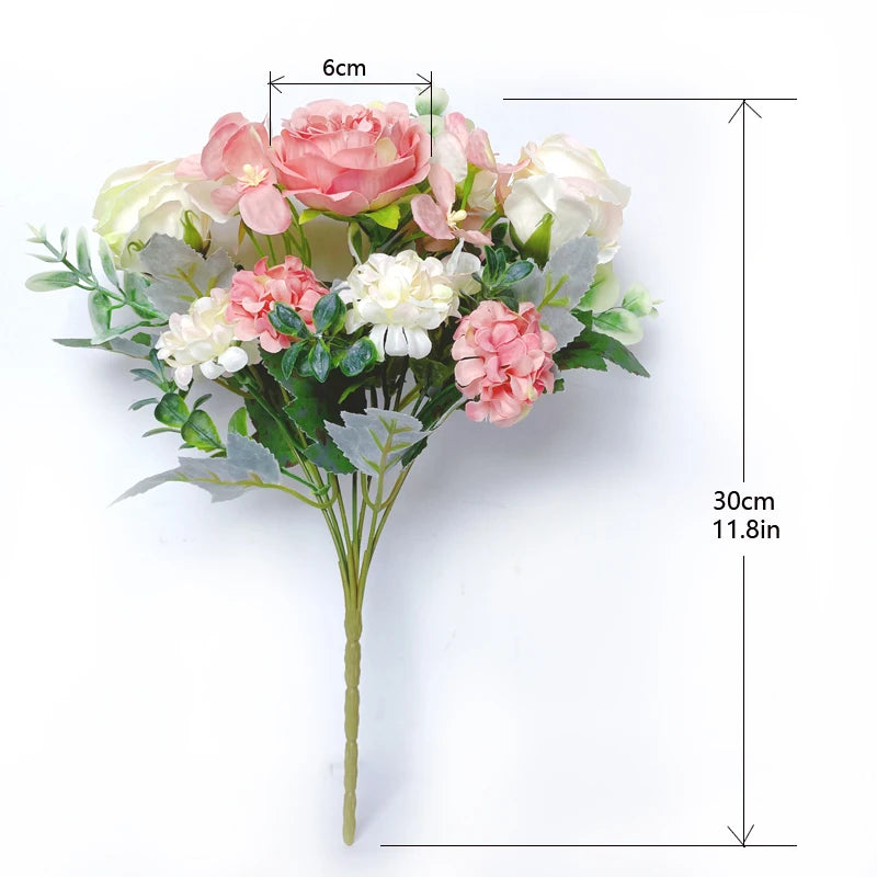 7-Head High-Quality Artificial Peony Bouquet – Silk Peonies & Roses, 10 Color Options for Home Decor, Wedding & Bridal Arrangements