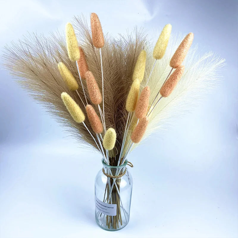55cm 10pcs Fluffy Pampas Grass – 15 Color Options for Boho Wedding, Party, Home Decor & Artificial Flower Arrangements