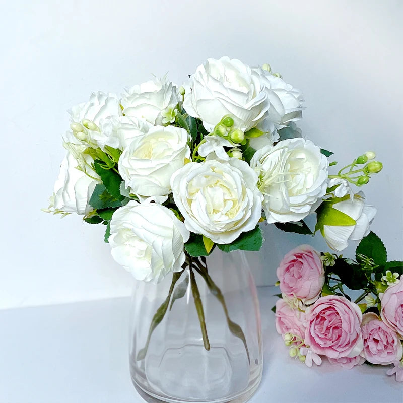 7-Head High-Quality Artificial Peony Bouquet – Silk Peonies & Roses, 10 Color Options for Home Decor, Wedding & Bridal Arrangements