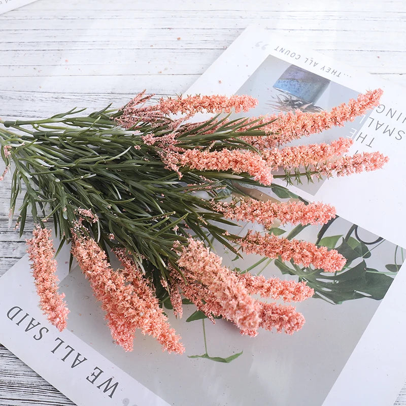 Artificial Lavender & Foam Wheat Bouquet – 6 Color Options for Wedding, Home Decor & Christmas Crafts