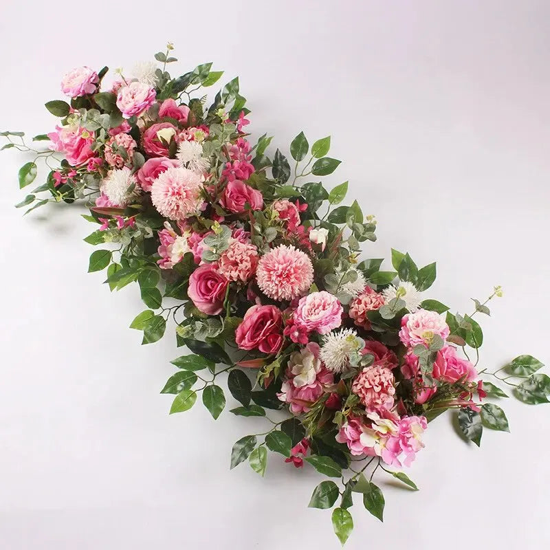 100cm Luxury White Rose Artificial Flower Row – Perfect for Wedding Table Centerpieces, Backdrop Walls, Arches & Party Stage Decor