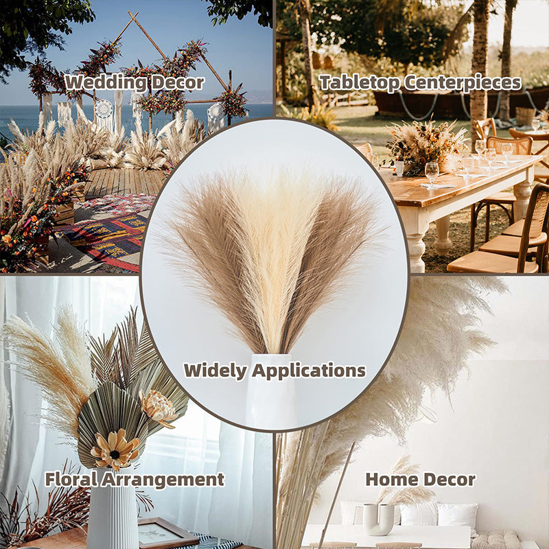 55cm 10pcs Fluffy Pampas Grass – 15 Color Options for Boho Wedding, Party, Home Decor & Artificial Flower Arrangements