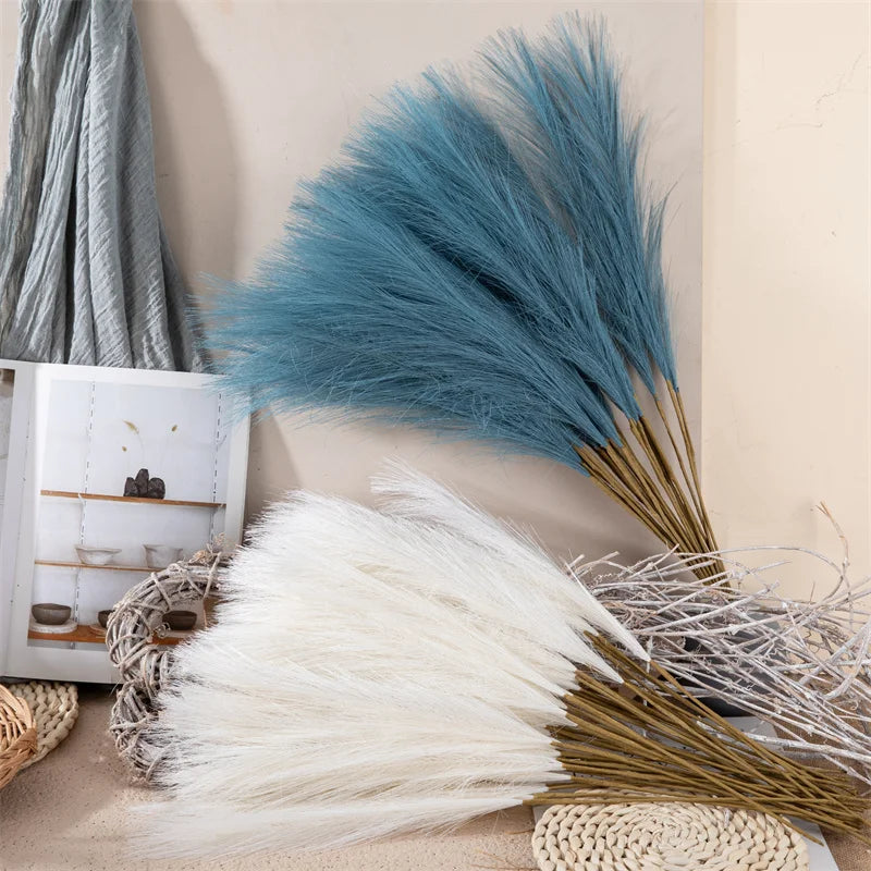 55cm 10pcs Fluffy Pampas Grass – 15 Color Options for Boho Wedding, Party, Home Decor & Artificial Flower Arrangements