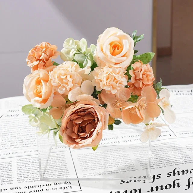 7-Head High-Quality Artificial Peony Bouquet – Silk Peonies & Roses, 10 Color Options for Home Decor, Wedding & Bridal Arrangements