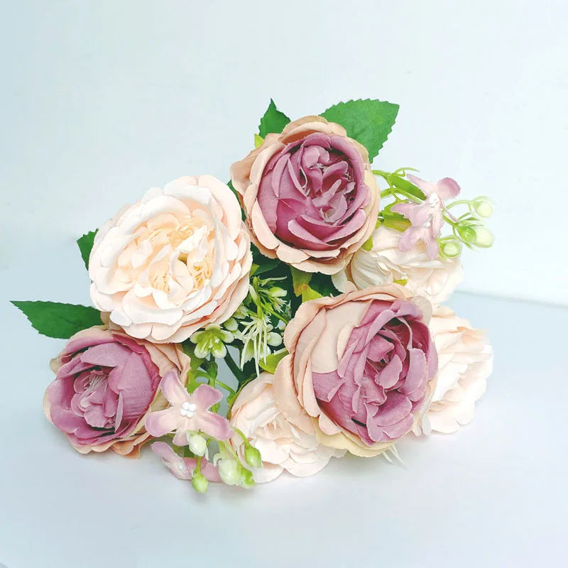 7-Head High-Quality Artificial Peony Bouquet – Silk Peonies & Roses, 10 Color Options for Home Decor, Wedding & Bridal Arrangements