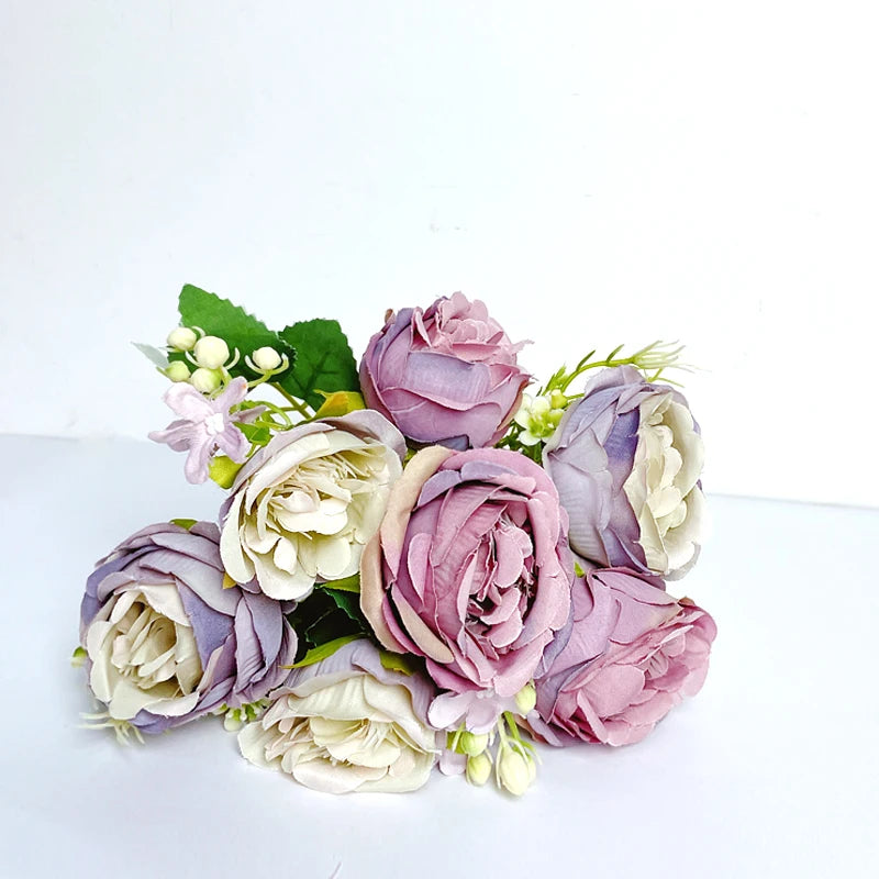 7-Head High-Quality Artificial Peony Bouquet – Silk Peonies & Roses, 10 Color Options for Home Decor, Wedding & Bridal Arrangements
