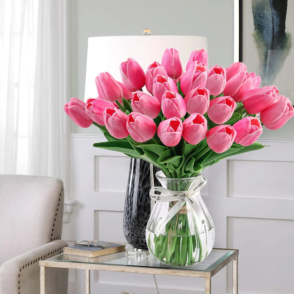 Artificial Real Touch Tulip Bouquet – 8 Color Options for Scrapbooking, Home Decor, Wedding Arches & Mother's Day Gifts