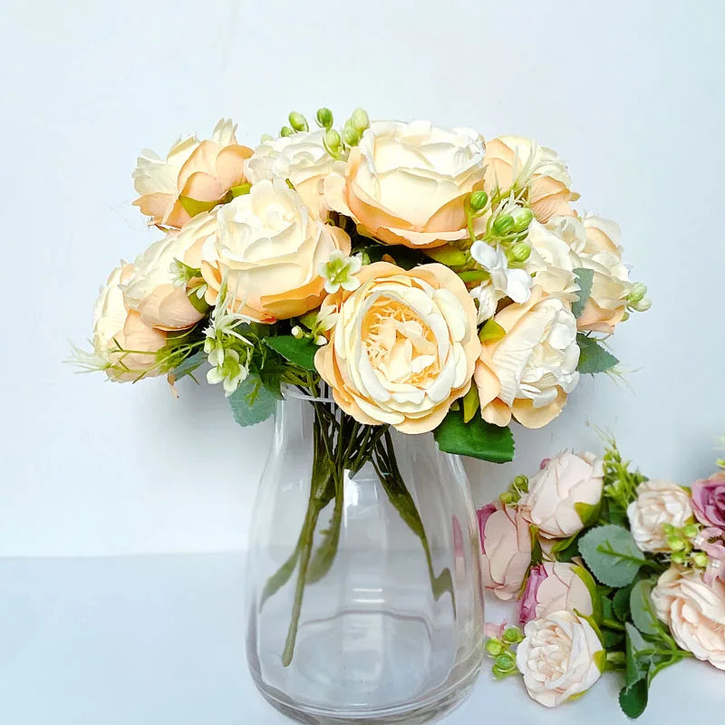 7-Head High-Quality Artificial Peony Bouquet – Silk Peonies & Roses, 10 Color Options for Home Decor, Wedding & Bridal Arrangements