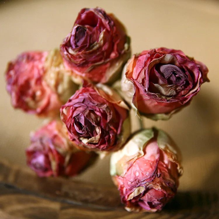10'' Silk Artificial Vintage Roses – Real Touch Lifelike Flowers for Home Table Decorations (6 Heads/Branch)