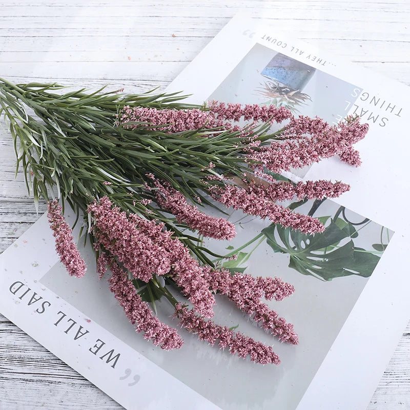 Artificial Lavender & Foam Wheat Bouquet – 6 Color Options for Wedding, Home Decor & Christmas Crafts