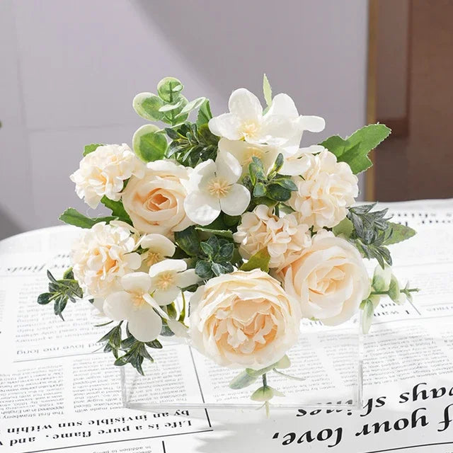 7-Head High-Quality Artificial Peony Bouquet – Silk Peonies & Roses, 10 Color Options for Home Decor, Wedding & Bridal Arrangements