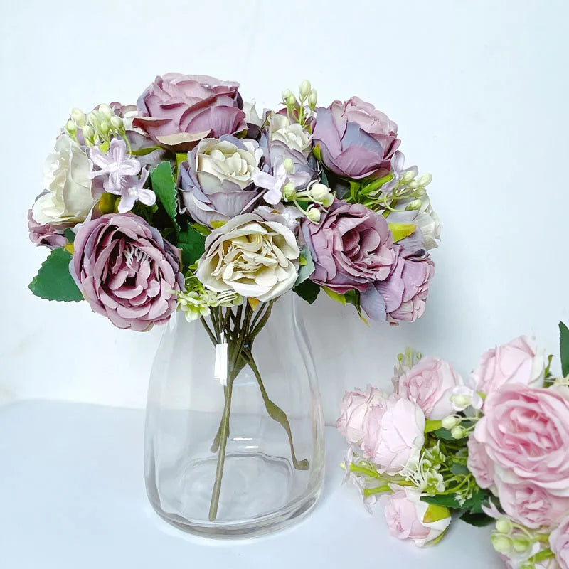 7-Head High-Quality Artificial Peony Bouquet – Silk Peonies & Roses, 10 Color Options for Home Decor, Wedding & Bridal Arrangements