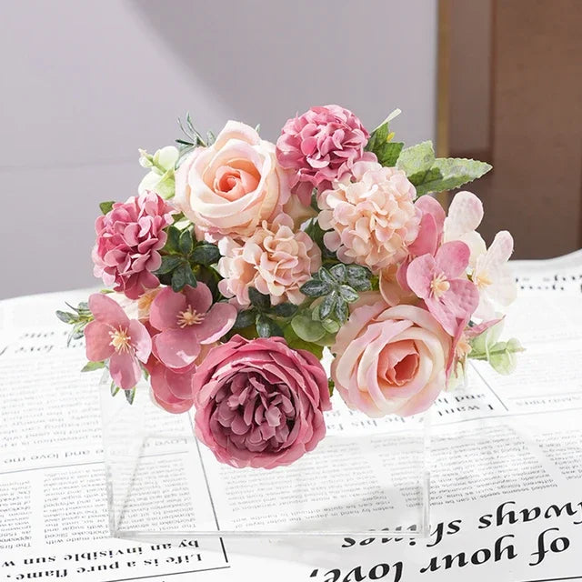 7-Head High-Quality Artificial Peony Bouquet – Silk Peonies & Roses, 10 Color Options for Home Decor, Wedding & Bridal Arrangements