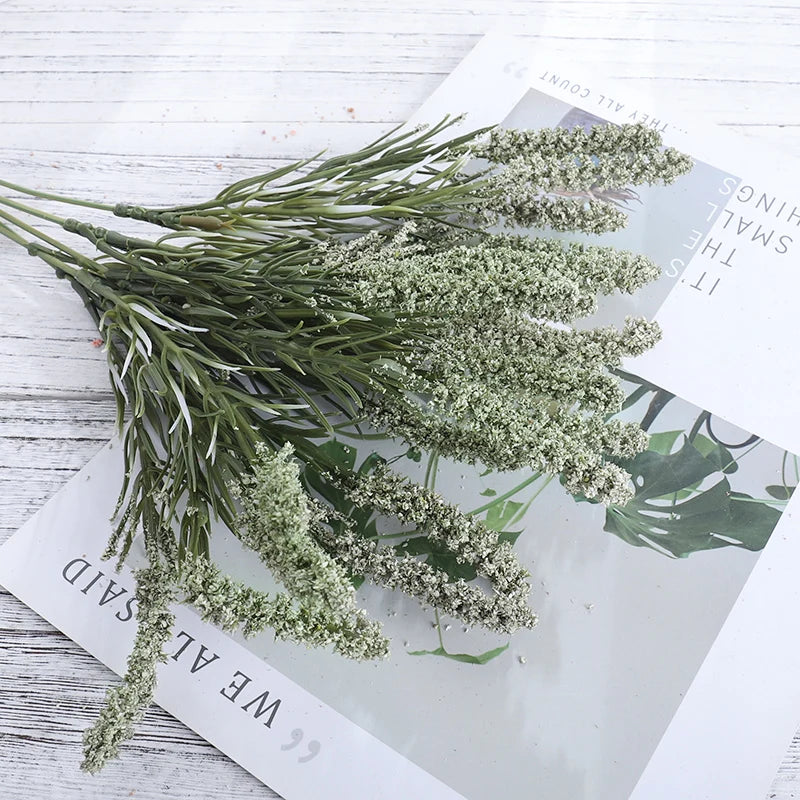 Artificial Lavender & Foam Wheat Bouquet – 6 Color Options for Wedding, Home Decor & Christmas Crafts