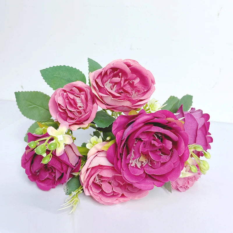 7-Head High-Quality Artificial Peony Bouquet – Silk Peonies & Roses, 10 Color Options for Home Decor, Wedding & Bridal Arrangements