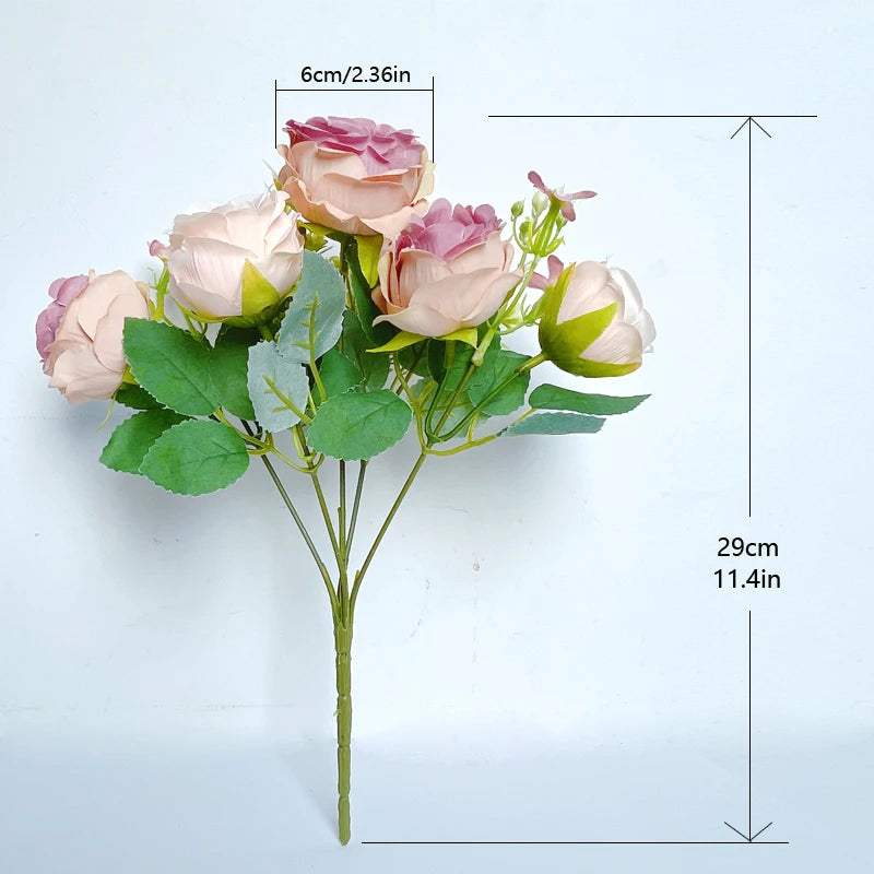 7-Head High-Quality Artificial Peony Bouquet – Silk Peonies & Roses, 10 Color Options for Home Decor, Wedding & Bridal Arrangements