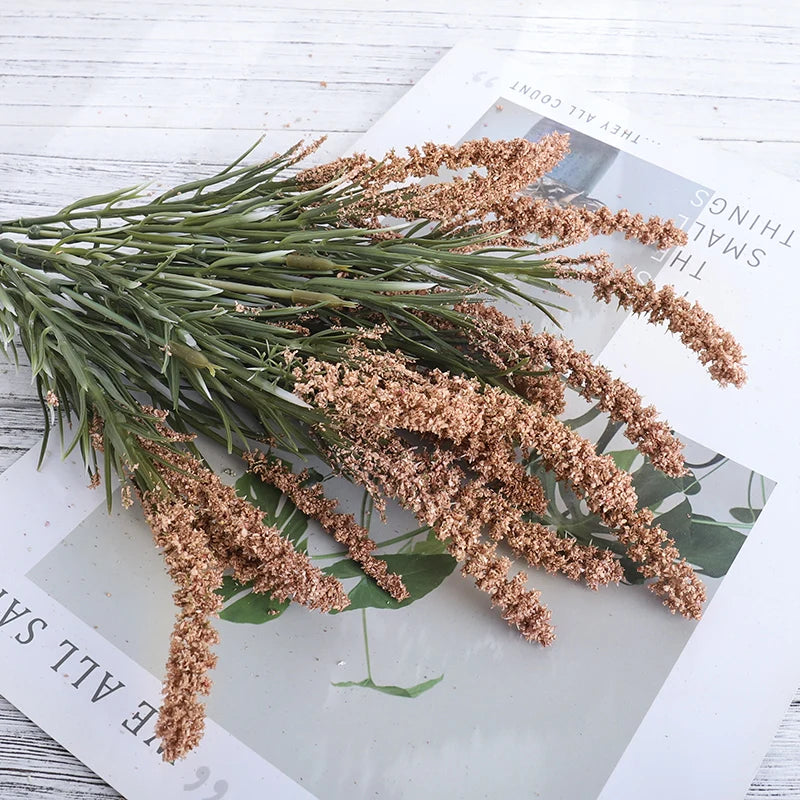Artificial Lavender & Foam Wheat Bouquet – 6 Color Options for Wedding, Home Decor & Christmas Crafts