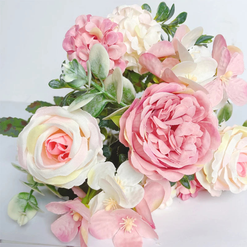 7-Head High-Quality Artificial Peony Bouquet – Silk Peonies & Roses, 10 Color Options for Home Decor, Wedding & Bridal Arrangements