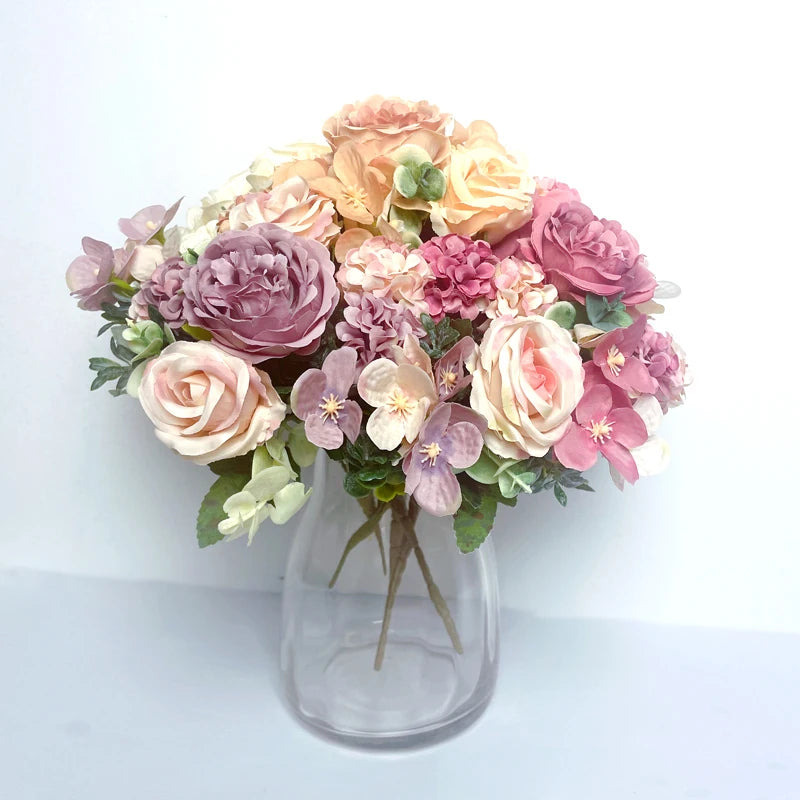 7-Head High-Quality Artificial Peony Bouquet – Silk Peonies & Roses, 10 Color Options for Home Decor, Wedding & Bridal Arrangements