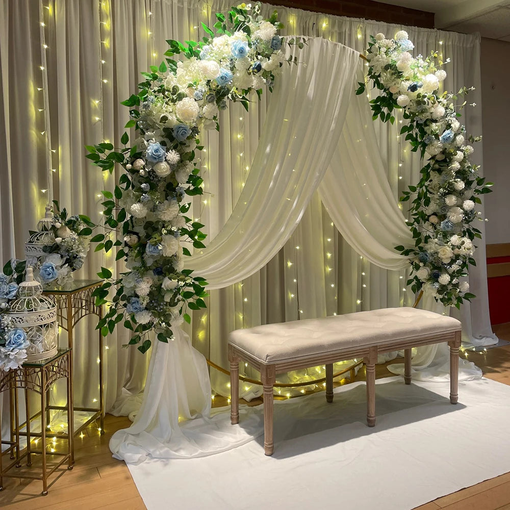 100cm Luxury White Rose Artificial Flower Row – Perfect for Wedding Table Centerpieces, Backdrop Walls, Arches & Party Stage Decor
