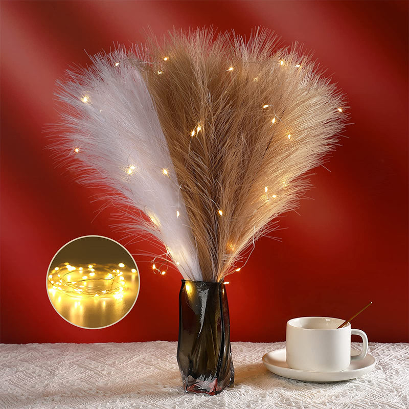 55cm 10pcs Fluffy Pampas Grass – 15 Color Options for Boho Wedding, Party, Home Decor & Artificial Flower Arrangements