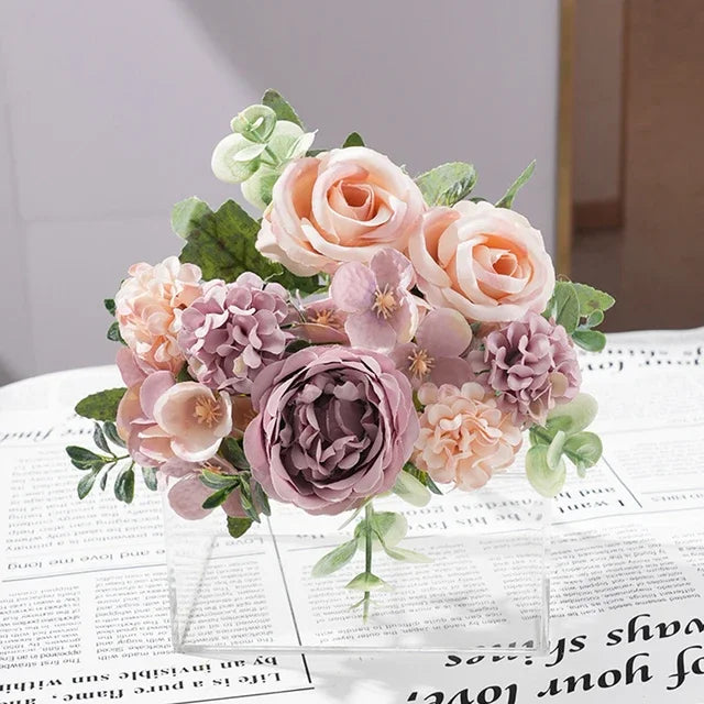 7-Head High-Quality Artificial Peony Bouquet – Silk Peonies & Roses, 10 Color Options for Home Decor, Wedding & Bridal Arrangements