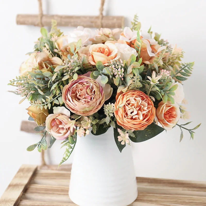 Autumn Silk Roses – High-Quality Artificial Bouquet, 6 Color Options for Weddings, Home Decor & Luxury Floral Arrangements