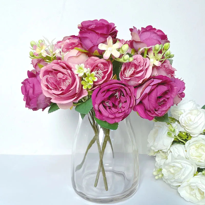 7-Head High-Quality Artificial Peony Bouquet – Silk Peonies & Roses, 10 Color Options for Home Decor, Wedding & Bridal Arrangements