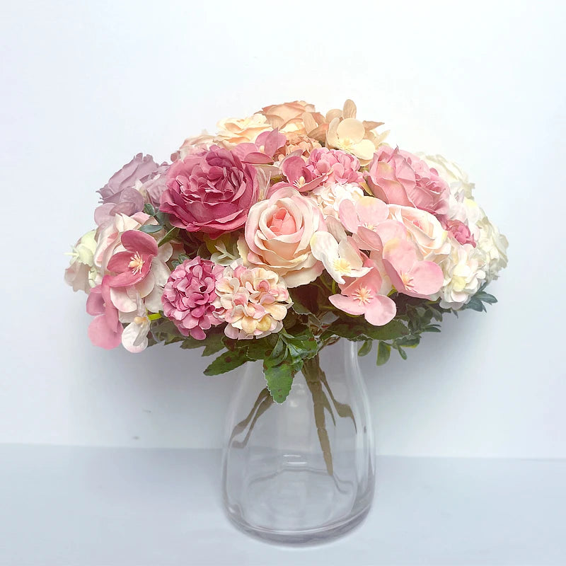 7-Head High-Quality Artificial Peony Bouquet – Silk Peonies & Roses, 10 Color Options for Home Decor, Wedding & Bridal Arrangements