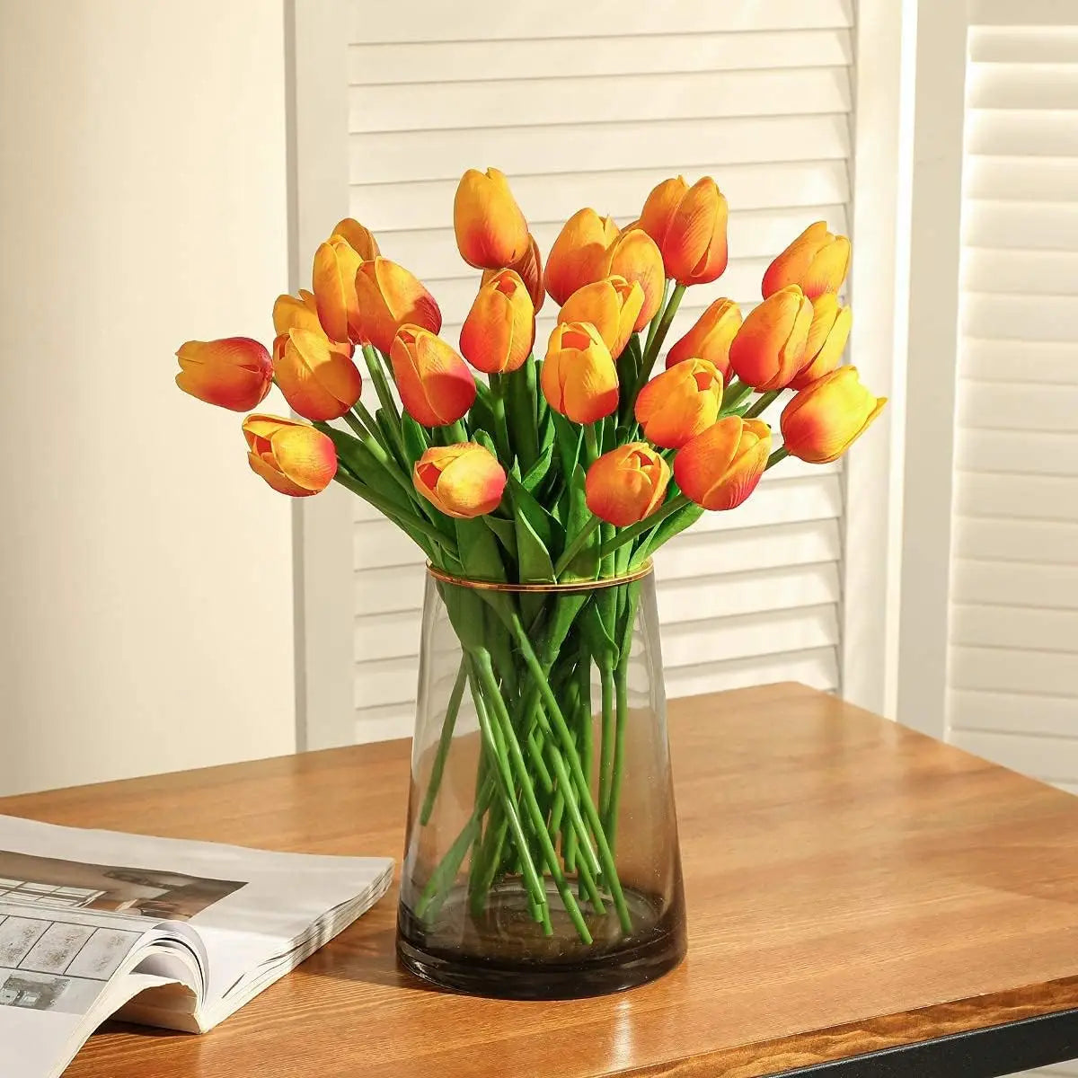 Artificial Real Touch Tulip Bouquet – 8 Color Options for Scrapbooking, Home Decor, Wedding Arches & Mother's Day Gifts