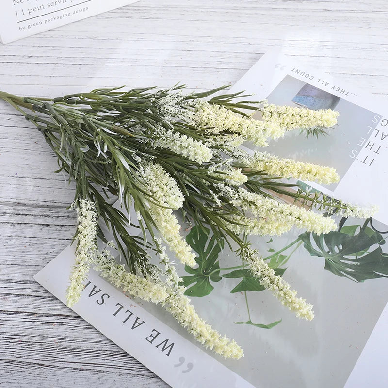 Artificial Lavender & Foam Wheat Bouquet – 6 Color Options for Wedding, Home Decor & Christmas Crafts
