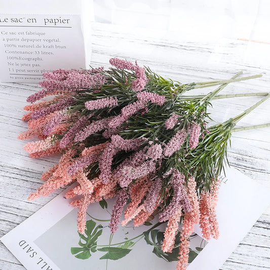 Artificial Lavender & Foam Wheat Bouquet – 6 Color Options for Wedding, Home Decor & Christmas Crafts