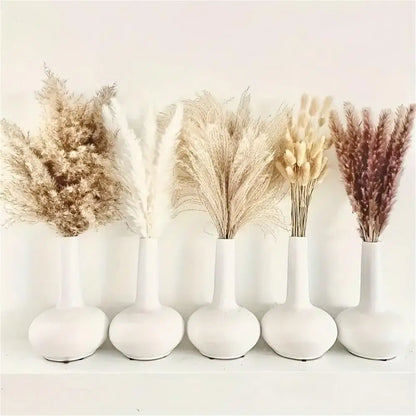 150pcs Natural Pampas Mix Dried Flowers Bouquet – 7 Color Options for Boho Wedding Centerpieces, Home Vase Decor & Bunny Tails