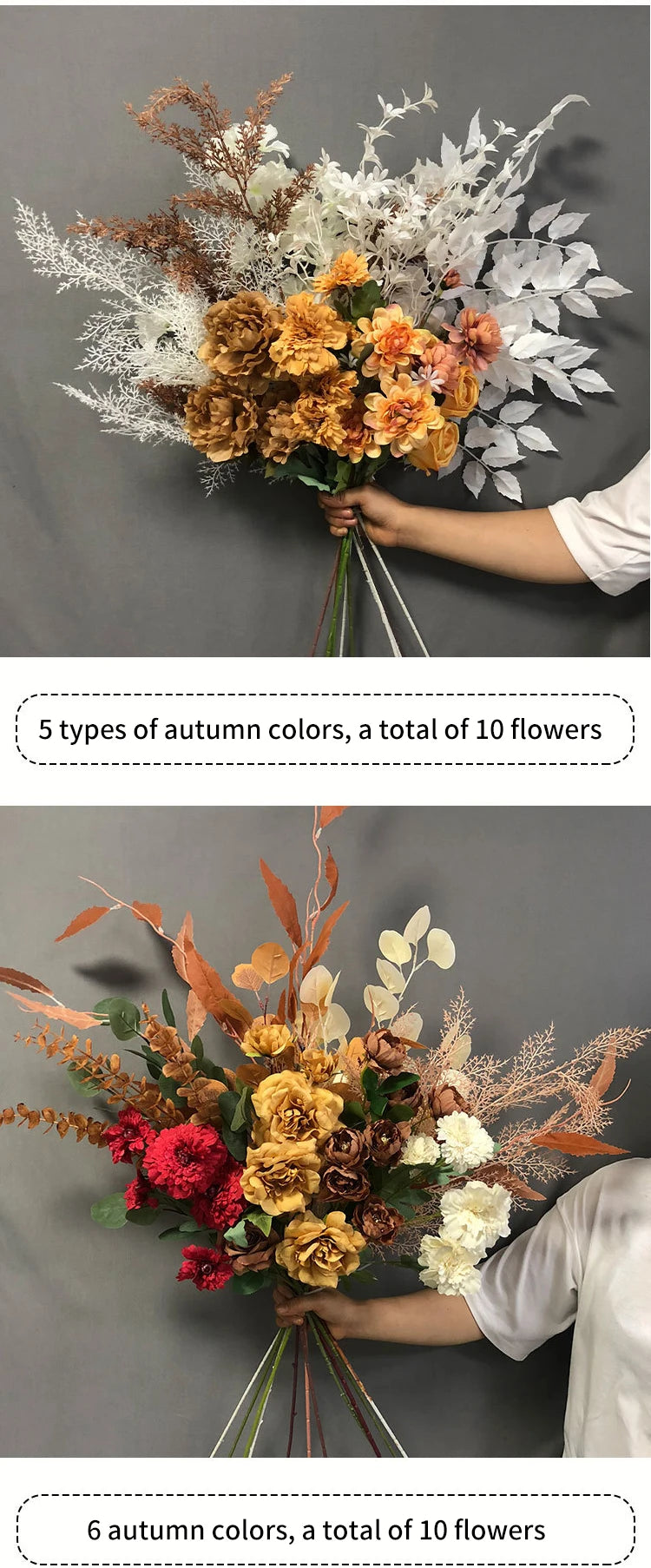 Autumn Rayon Rose Botanical Bouquet – 6 Color Options for DIY Artificial Flower Arrangements, Weddings, Parties & Home Garden Decor