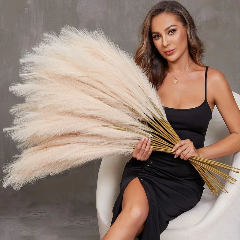 90/120cm Artificial Pampas Grass Bouquet – 12 Color Options for Home, Garden, Wedding & Outdoor Decor