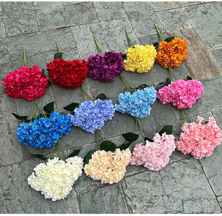 5 Heads Artificial Silk Hydrangea Bouquet, 17 Color Options for DIY Home Decor, Bridal Bouquets, Wedding & Party Arrangements