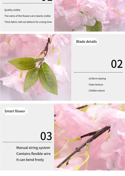 Artificial Cherry Blossom Tree – 21 Color Options for Spring Decor, DIY Bonsai, Wedding Arches & Home Decoration