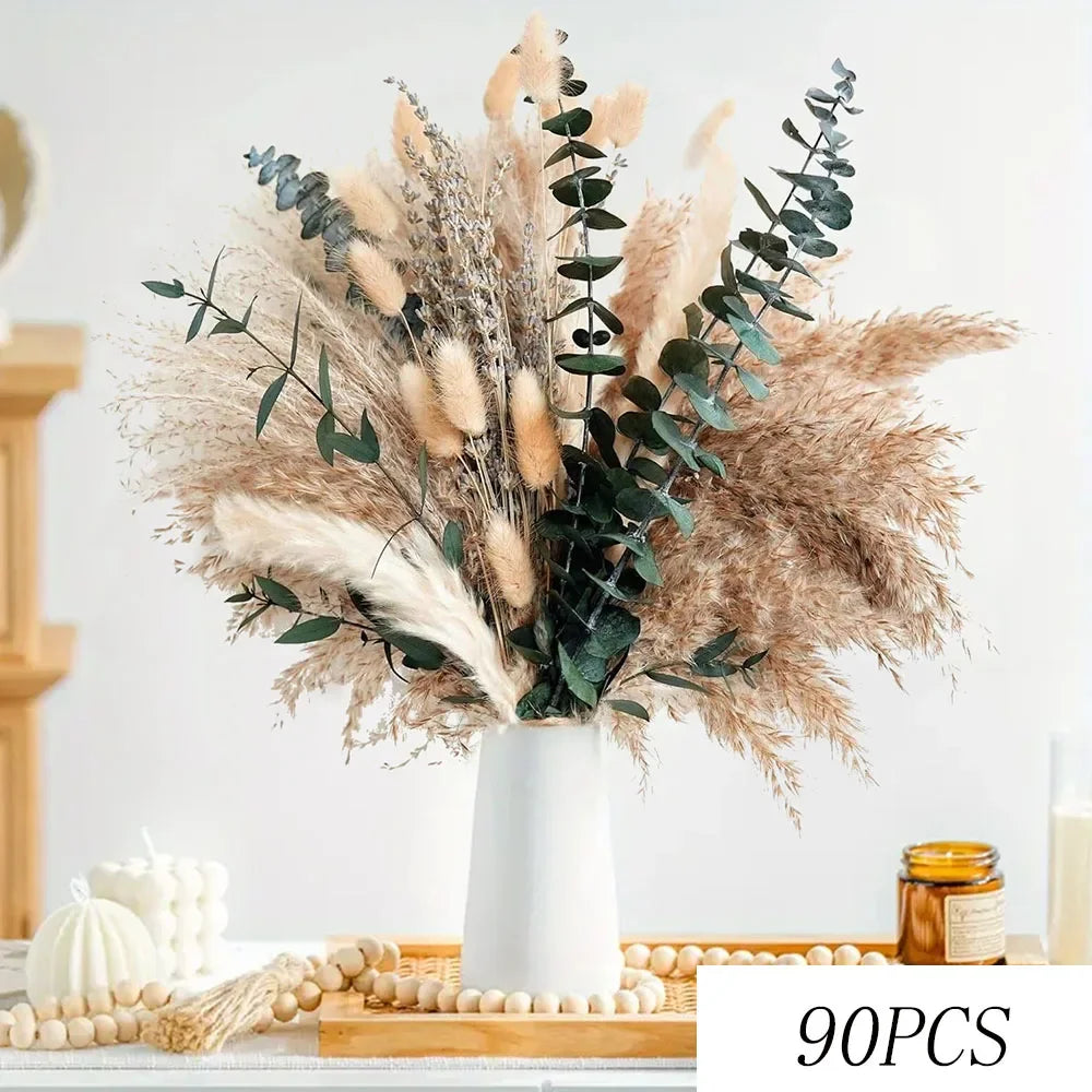 Dried Pampas Grass Bouquet – 5 Color Options for Boho Rustic Home Decor, Table Vase & Farmhouse Floral Arrangements