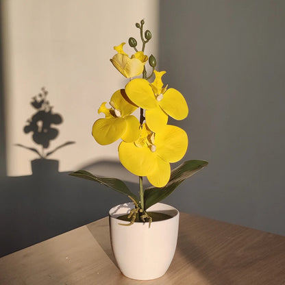 Artificial Butterfly Orchid Bonsai – 4 Color Options, Potted Plant for Desk, Dining Table, Home, Office & Wedding Decor Gift