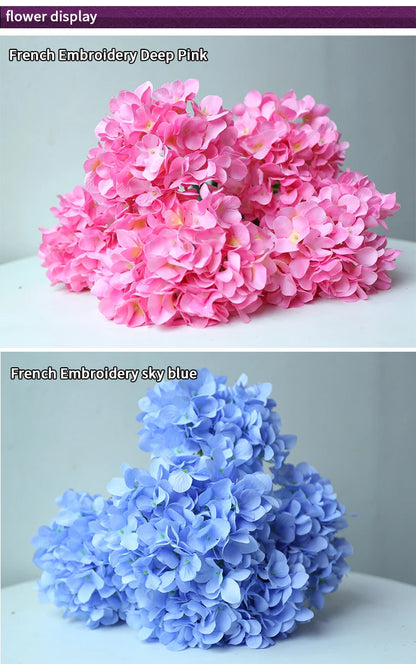 5 Heads Artificial Silk Hydrangea Bouquet, 17 Color Options for DIY Home Decor, Bridal Bouquets, Wedding & Party Arrangements