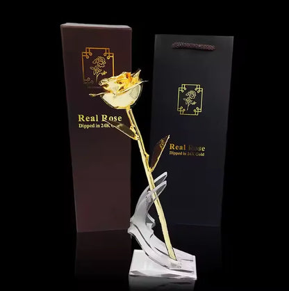 24K Gold-Plated Real Rose in Elegant Gift Box – Artificial Flower Perfect Wedding & Valentine’s Day Souvenir for Lovers